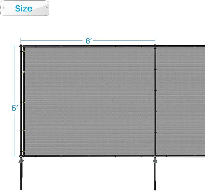 Patio 5' x 9' Outdoor Privacy Screen Freestanding Temporary Fence Panels Net Cover with Metal Poles for Outside Backyard Pool Garden Air Conditioner Fencing, Light Gray