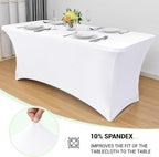 Obstal 6 Pack Stretch Spandex Table Covers for 4 Foot Tables - 4 FT Universal Rectangular Fitted Tablecloth Protector for Wedding, Banquet, Party (White, 48 Length x 24 Width x 30 Height Inches)
