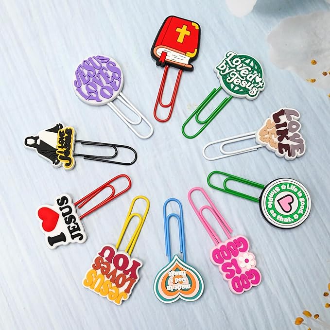 30 PCS Jesus Paper Clips Metal Paperclip Large Size Paper Clip Cute Bookmark Colorful Office Supplies Bookmark Clamp Desk Accessories Stationery for School Gifts for Christian