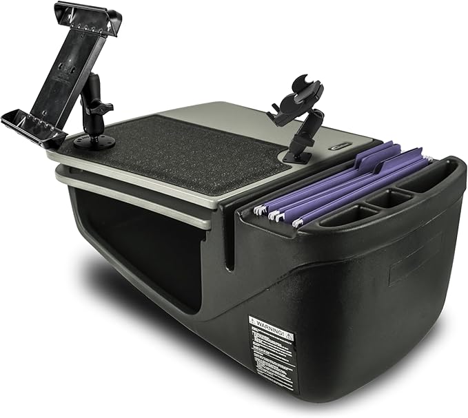 AutoExec AE-GMCD-PM-TAB-GT GripMaster Car Desk for Your Vehicle Workstation and Mobile Office, Grey with Phone Mount and Tablet Mount
