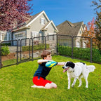 12 Panels Tall Garden Fence Animal Barrie, 48 in(H) X26.6 Ft(L) Wide Door Low Threshold Dog Fence, Black Pet Fence Outdoor, Garden Fence with Gate, Dog Fences Outdoor for Yard