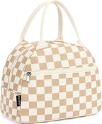 FlowFly Lunch Bag for Women Insulated Lunch Box Corduroy Lunch Tote Cooler for Travel Work Picnic,Corduroy Plaid Khaki