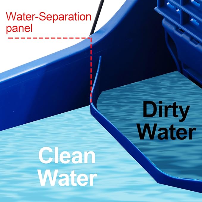 Matthew Cleaning Blue 44Quart Commercial Mop Bucket INCL.Wet String Mop& 19'' Industrial Wet Floor Sign with Side Press Wringer On Wheels,Tandem Portable Floor Cleaning Wavebrake,Ideal for Household