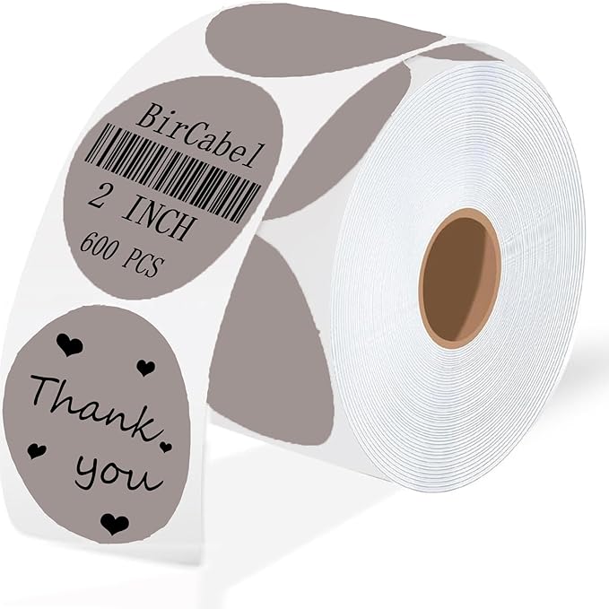 2 Inch Gray Round Thermal Labels, 600 Labels/Roll,Self-Adhesive Circle Inventory Stickers, Multi-Purpose Round Roll Thermal Printing Stickers for Business and Domestic Use