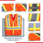 KAYGO Safety Vest with Pockets - High Visibility Reflective Vest ANSI Class 2 Construction Vest