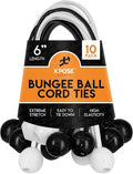 Xpose Safety Bungee Ball Cords 6" 10 Pack Heavy Duty Assorted Colors Black and White Stretch Rope with Ball Ties for Canopies, Tarps, Walls, Cable Organization