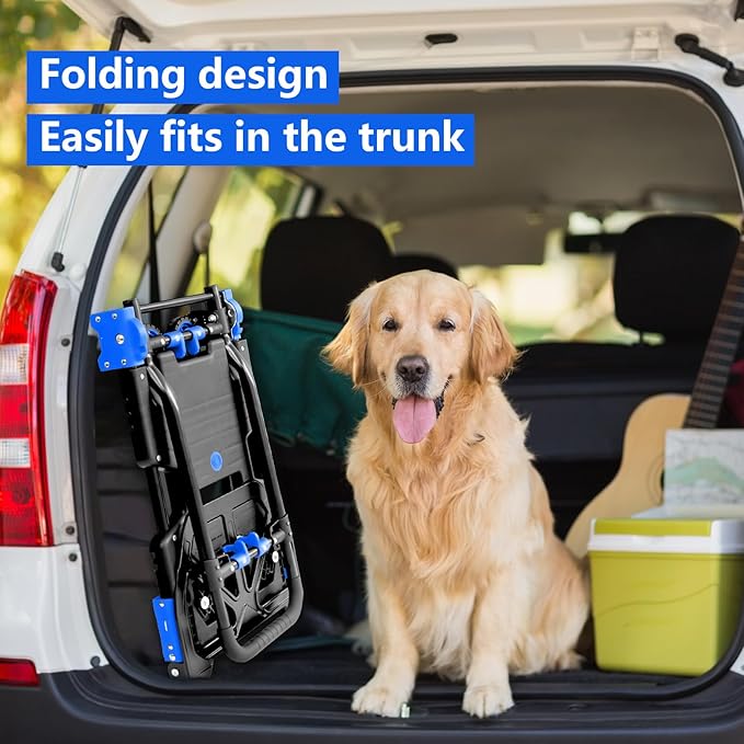 2 in 1 Hand Truck Dolly Foldable, 330LB Folding Hand Truck Heavy Duty Carrying, Folding Hand Cart with Retractable Handle Dolly Cart for Moving