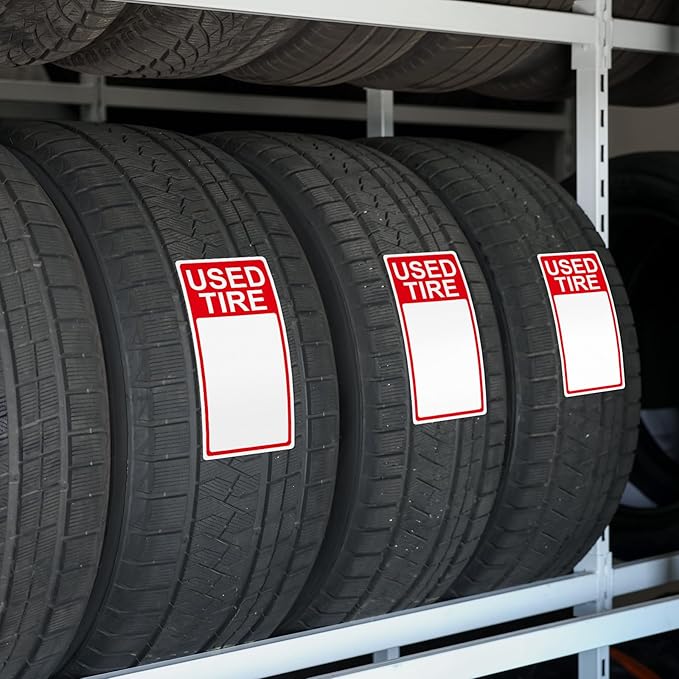 400 Pcs Used Tire Stickers 2.75" x 6" Large Sale Price Tags & Inventory Stickers for Wheels, Waterproof Adhesive Used Tire Labels with Writable Blank Space for Shops Resale Supplies