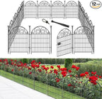 Tall Garden Fence Animal Barrier with Gate, 40 in(H) 12 Panels Garden Fences and Borders for Dogs, Dog Fence Outdoor for Yard, Total Length 26.2 Ft Metal Temporary Fencing│Patented