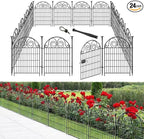 Tall Garden Fence with Gate, 32 Inch(H) 24 Panels Total Length 52.5 Ft Dog Fence Outdoor, Decorative Fence for Garden,Metal Temporary Fencing│Patented
