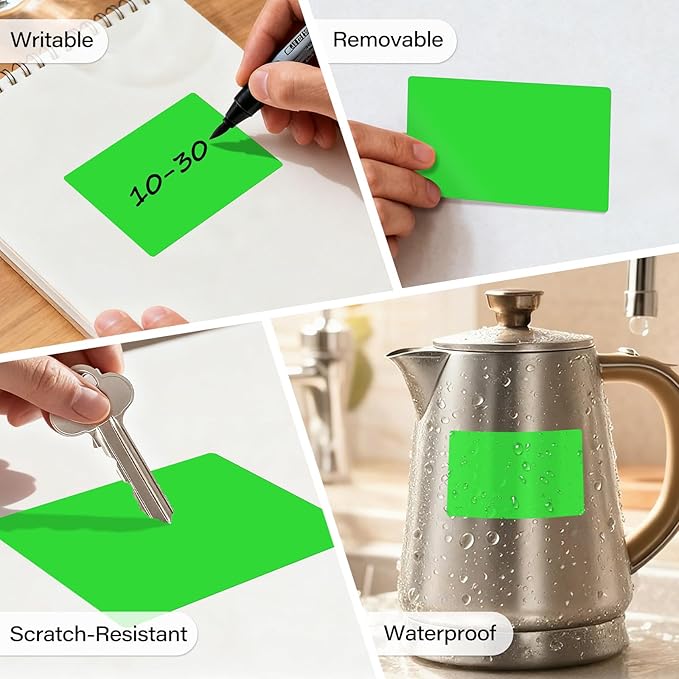 500 Pcs Large Moving Labels for Boxes 3 ×5 Inch Vinyl Self Adhesive Rectangle Stickers Color Coding Labels Waterproof Removable for Storage Bins Classroom Office Warehouse, Fluorescent Green