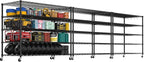 PrimeZone 5 Tier 80.7" Hx55.5 Wx24 D Wire Shelving with Wheels 3000lbs NSF Certified Storage Shelves Heavy Duty Metal Shelf Adjustable Rolling Rack Commercial Garage Restaurant Warehouse Kitchen 3Pcs
