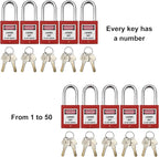 Lockout Tagout Locks, Safety Padlock, Loto Locks Keyed Differently Lock Out Tag Out 50 pcs Safety Padlocks Plastic with 50 Lockout TagOut Tags Red
