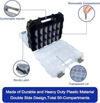 Double Side Tool Box Organizer, Hardware Storage Box, Portable Small Parts Organizer with Removable Plastic Dividers for Screws, Nuts, Nails, Bolts, Grey