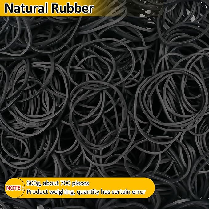 700 Pcs Rubber Bands, Size #16 Reusable Elastic Rubber Band for Office Supplies File Folders, Home Packaging, Crafts DIY Bundling, Multipurpose (Black)