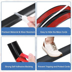 Floor Cord Cover Self Adhesive Cord Hider Floor Extension Cord Covers for Floor Power Cord Protector Cable Management Prevent Cable Trips Cable Cavity 0.32" W x 0.32" H (Black, 20Ft)