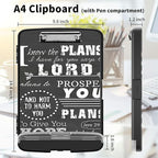 Clipboard with Storage High Capacity Plastic Nursing Clipboards with Pen Holder File Folder Storage Box Clipboard with Heavy Duty Clips for Teacher,Doctor,Offices-Jeremiah 29-11 Bible Verse