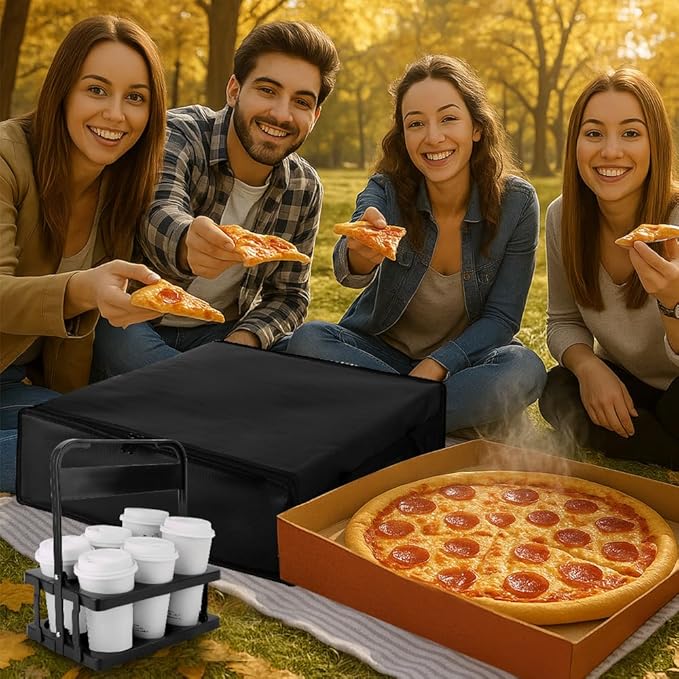 Bodaon Insulated Bag-Pizza Bags for Delivery & Plastic Portable Drink Carrier，20"x 20"x 6" ermicas/Warming/Heat Carrying out Insulation Large Bag，Doordash Warmer/Hot Food BCarrier Box, Keeping Cooler