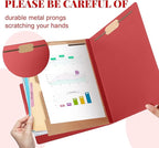 Skyygemm 12 Pack Classification Folders Letter Size Bulk with Divider and 2" Expansion, Pressboard Folder with 2 Prong Fasteners for Teachers, Clergy, Office, Church, Christmas Donations(Red)