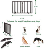 Brown Freestanding Foldable Pet Gate - 2 Panels, Metal Support Feet, Room Divider for Doorways & Bedroom