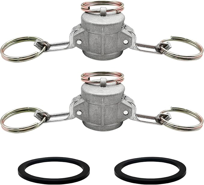 2PCS Aluminum Type DC Cam and Groove Fitting, Female Coupler x Female NPT, with 2PCS Camlock Gasket Fitting (0.5")