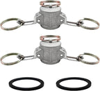 2PCS Aluminum Type DC Cam and Groove Fitting, Female Coupler x Female NPT, with 2PCS Camlock Gasket Fitting (0.5")