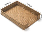 Seagrass Letter Tray, Woven Desk Tray, Wicker Desktop Basket Organizer for Papers, Documents, Magazines, Files