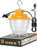 LED Temporary Work Light 60W 48W 36W Tunable 4500K 5000K 5700K Tunable 9000LM Portable Hanging Linkable Construction Light ETL DLC Listed with ON/Off Button for Job Site, Workshop