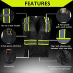 FONIRRA 3 Pack Hi Vis Safety Vest for Men with 8 Pockets,Hi Vis Reflective Mesh Vest for Men for Construction