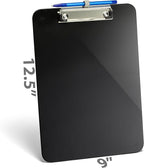 Officemate Plastic Clipboard, Letter Size, Low Profile Clip with Pen Holder, Black (83075)