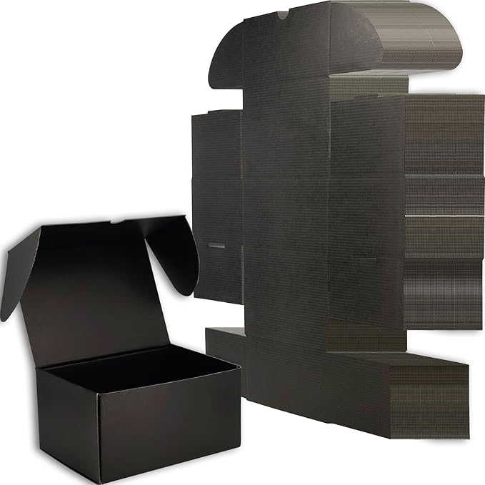 10x7x5 inches Small Shipping Boxes Set of 20 - Black Mailer Corrugated Cardboard Boxes for Shipping Packaging Mailing Products