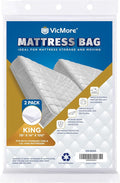 VICMORE 2 Pack King Mattress Bags for Moving, Storage & Disposal – Clear Heavy-Duty Plastic Covers, Tear-Resistant & Dustproof, Recyclable