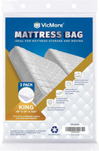 VICMORE 2 Pack King Mattress Bags for Moving, Storage & Disposal – Clear Heavy-Duty Plastic Covers, Tear-Resistant & Dustproof, Recyclable
