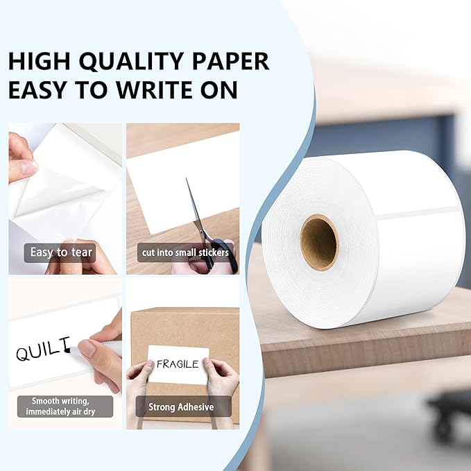PARLAIM 3 X 5 Inch 4Rolls/1000 Per Rectangle Inventory Color Coding Labels,Roll Square Label Stickers for Home (White)