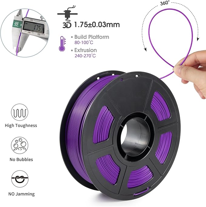 iSANMATE ASA Filament 1.75mm Purple 1KG, UV & Weather Resistant 3D Printer Filament Perfect for Outdoor Functional Parts, Dimensional Accuracy +/- 0.02mm, 1kg Spool (2.2lbs)