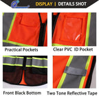 Reflective Mesh Safety Vest for Men Women with 5 Pockets and Zipper Front High Visibility Mesh Vest Hi Vis Construction Work Vest,Meets ANSI/ISEA Standards(EK175-Orangeblack-3XL)