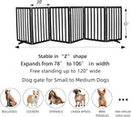 ZJSF Freestanding Indoor Dog Gate for House Foldable Wood Puppy Gate for Doorways Pet Gate for Stairs Extra Wide Pet Fence, Black, 32" Height 6 Panels