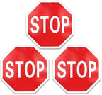 3 Pack Large Stop Signs, 30 x 30 Inches Street Road Sign, UV Protected and Weather Resistant, Octagon Rust Free Aluminum Sign, 2 Pre-drilled Holes