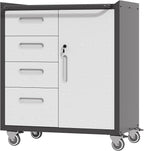 Metal Garage Storage Cabinet on Wheels, Lockable Rolling Tool Cabinet with Drawer and Shelves, Heavy Duty Mobile Steel Cabinet for Garage Warehouse Workshop