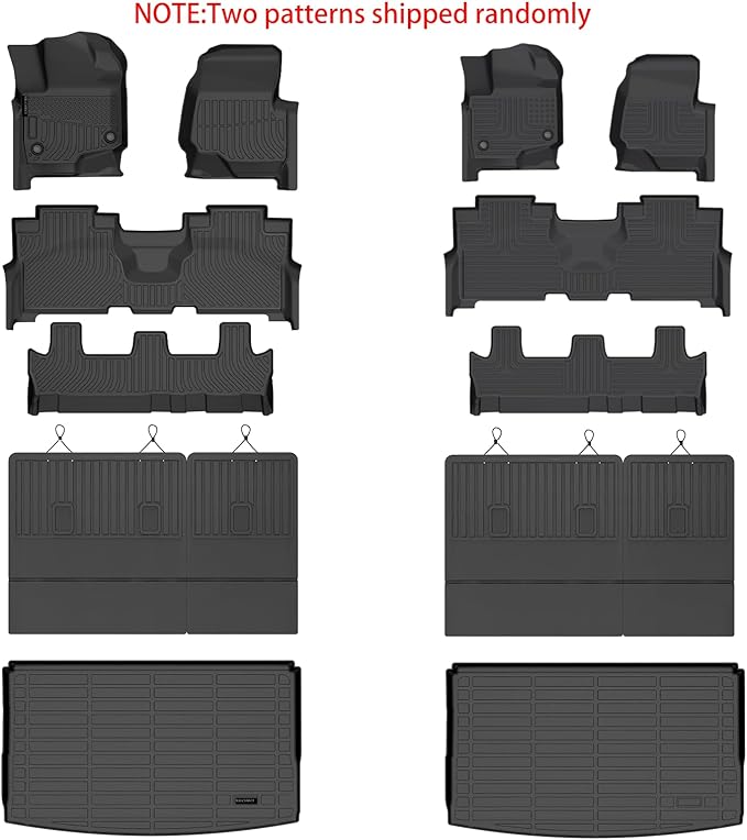 KELCSEECS® Floor Mats & Cargo Liner with Seatback Mats for 2021-2024 Ford Expedition Max 8 Seats Bench Seating(Only Fit Max), All Weather Protection TPE Floor Liners Full Set Accessories Black