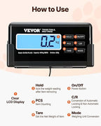 VEVOR 880Lbs x 0.2Lbs Livestock Scale Shipping Scales Large Platform 40.6x20.9Inch Stainless Steel Vet Scale Industrial Floor Scale Large Animal Dog Pig Scale Goat Weight Scale Pet Digital Scale