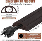 Floor Cord Cover Self Adhesive Cord Hider,3.3FT Cable Management, Extension Strip Protector for Wires, Prevent Cable Trips for Offices, Gyms, Exhibitions Cavity:0.3"(W) x 0.28"(H) Black Wood