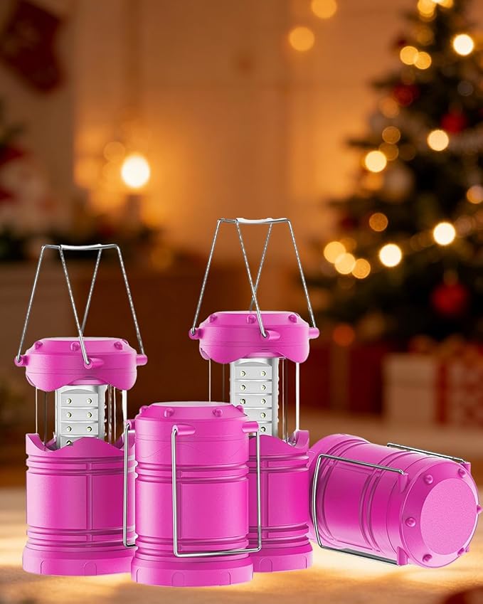 Lichamp 4 Pack LED Camping Lanterns, Battery Powered Camping Lights LED Collapsible Flashlight Portable Emergency Supplies Kit, A4PK