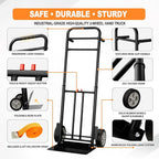 Folding Hand Truck Heavy Duty, 600 LB - 800 LB Moving Dolly Cart, Compact Foldable Alloy Steel Design, Adjustable 47.5"/51.5", 8" Solid Rubber Wheels, Ideal for Warehouse, Home, Office, Small Business