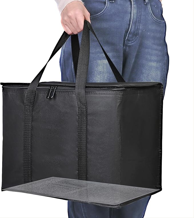 Bodaon 2-Pack Insulated Food Delivery Bag With Hard Bottom, XL Cooler Bags, Rideshare Delivery Bag, grocery bags Cold/Hot Styrofoam Carrier for Travel/Shopping/Catering/Car