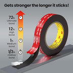 Double Sided Heavy Duty Tape, Made of 3M VHB Tape, 16.5 FT × 0.94 in Mounting Adhesive Foam Tape Waterproof High Temperature Resistant for Automotive LED Strips Home Office Decor Indoor Outdoor