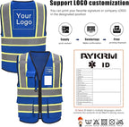 AYKRM 11 color High Vis Reflective Safety Vest for Women Men Security Pocket Zipper