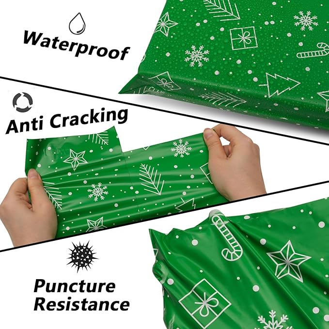 Poly Mailers 14.5x19 Inch 50 Pcs - Christmas printed Shipping Bags, 2.4mil Thickness, Waterproof and Tear Resistant Mailing Envelopes, Self-Sealing Packaging Bags for Small Business