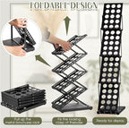 Tatuo 2 Pieces Foldable Magazine Rack Metal Catalog Literature Rack Portable 4 Pockets with Carrying Bag Brochure Stand Literature Display Holder Stand for Exhibition Trade Show