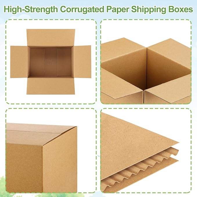 Famagic Small Shipping Boxes 8x6x4 Inch 10 Pack Brown Box Corrugated Cardboard Boxes for Packaging Small Business, Mailing Boxes for Shipping